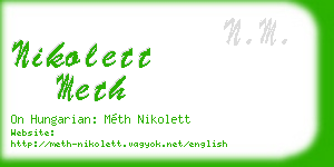 nikolett meth business card